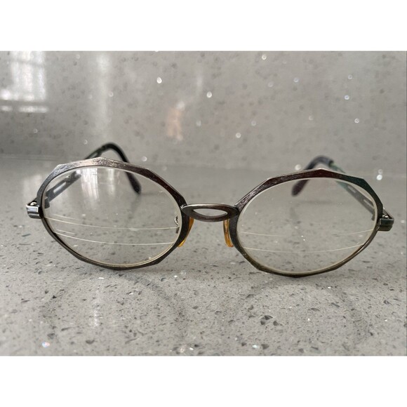 Vintage First Lady Japan Eyeglasses Frames ONLY 5 1/4 Full Rim 52-20 oval metal main image 11